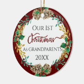 Grandouders First Christmas Holly Pine Cone Photo Keramisch Ornament (Links)