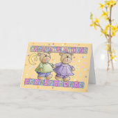 Grandouders To New Baby Twins Congratulations Kaart (Gele Bloem)