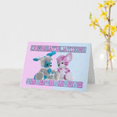 Grandouders To Twins Congratulations Kaart (Gele Bloem)