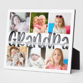 GRANDPA 6 Foto Collage Gray Aangepaste tekst 8x10 Fotoplaat (Zijkant)