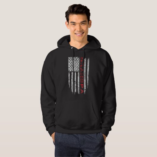 Grandpa American Flag Vaderdag Hoodie (Voorkant volledig)
