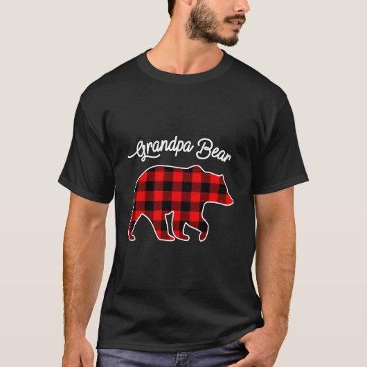 Grandpa Bear Red Plaid Family T-shirt (Voorkant)
