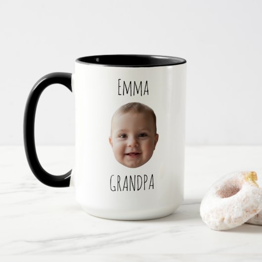 Grandpa Birthday Gift – Custom Baby Face Mug Mok (Met donut)