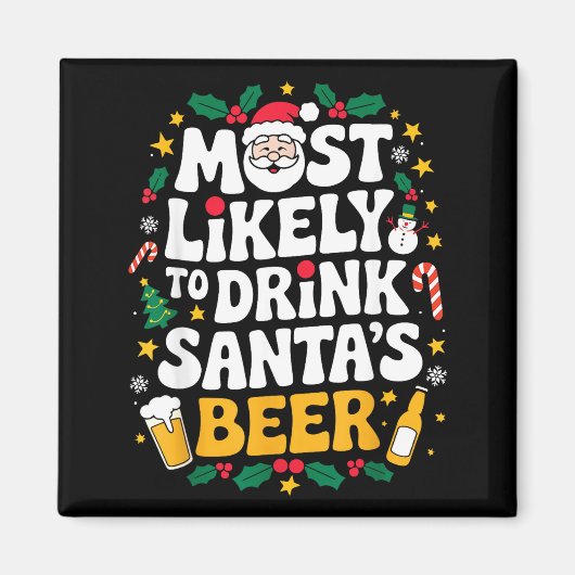 Grandpa Christmas Men Dad Most Likely To Drink San Magneet (Voorkant)