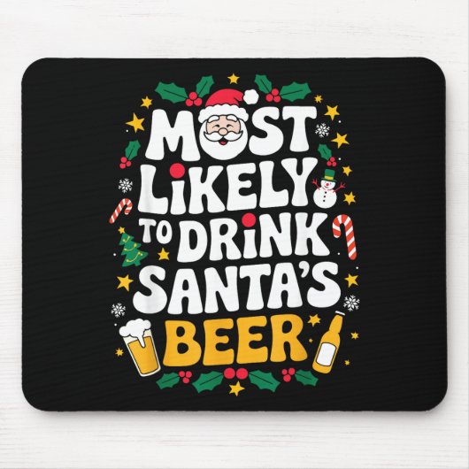 Grandpa Christmas Men Dad Most Likely To Drink San Muismat (Voorkant)