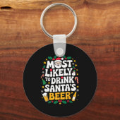 Grandpa Christmas Men Dad Most Likely To Drink San Sleutelhanger (Voorkant)