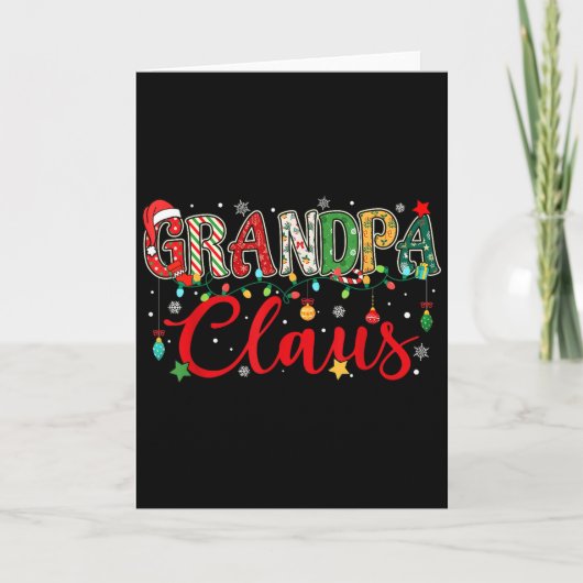 Grandpa Claus Christmas Lights Pajama Family Match Kaart (Voorkant)