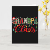 Grandpa Claus Christmas Lights Pajama Family Match Kaart (Gele Bloem)