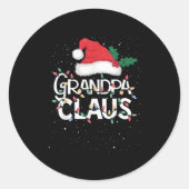 Grandpa Claus Christmas Lights Pajama Family Match Ronde Sticker (Voorkant)
