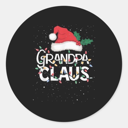 Grandpa Claus Christmas Lights Pajama Family Match Ronde Sticker (Voorkant)