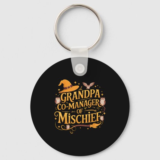 Grandpa Co-manager Of Mischief Birthday Family Mat Sleutelhanger (Voorkant)