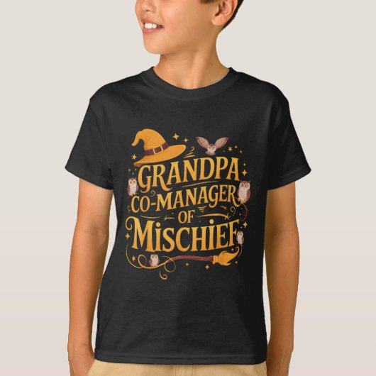 Grandpa Co-manager Of Mischief Birthday Family Mat T-shirt (Voorkant)