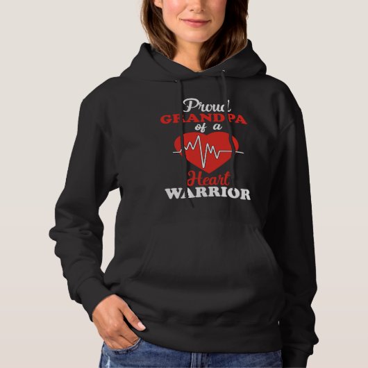 Grandpa Congenital Heart Defect Warrior CHD Awaren Hoodie (Voorkant)