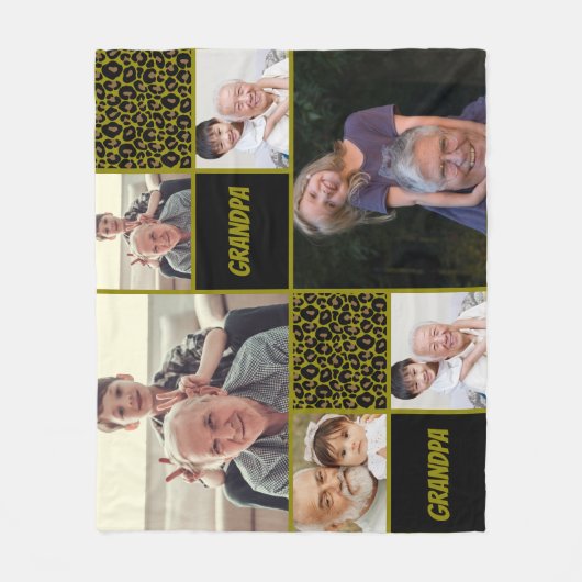  Grandpa Custom Photo Collage  Fleece Deken (Voorkant)