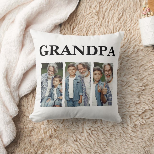 Grandpa Custom Photo Collage Kussen (Deken)