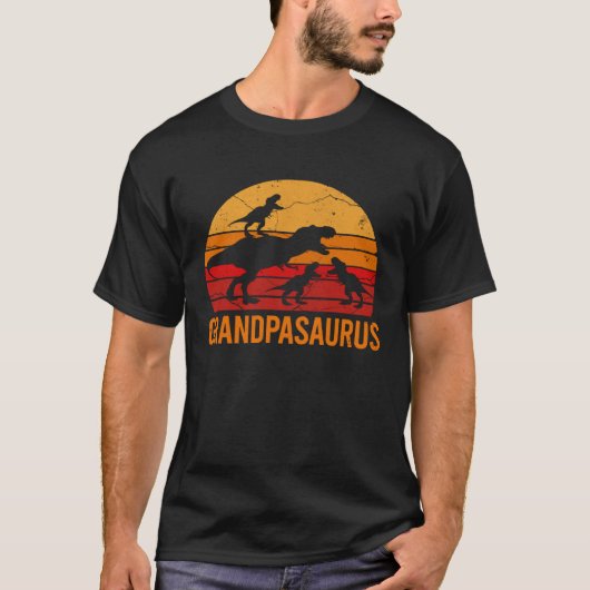 Grandpa Dinosaur Daddy 3 Three Kids Grandpasaurus T-shirt (Voorkant)
