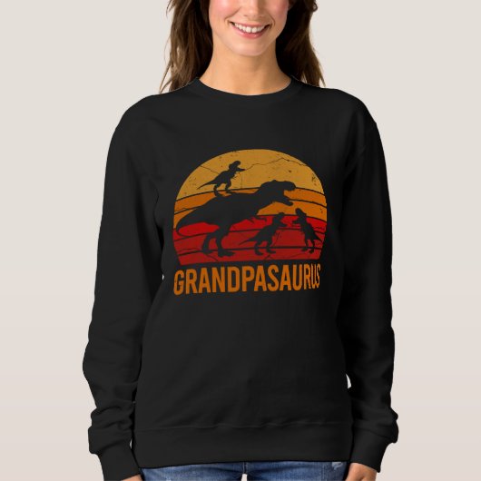 Grandpa Dinosaur Daddy 3 Three Kids Grandpasaurus Trui (Voorkant)