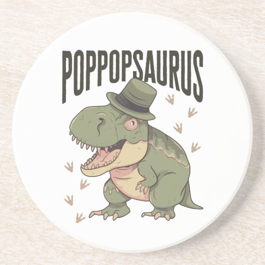 Grandpa Dinosaur Father's Day Poppopsaurus Zandsteen Onderzetter (Voorkant)