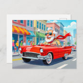 Grandpa driving a convertible car feestdagenkaart (Voorkant / Achterkant)