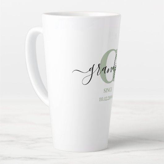 Grandpa Elegant Script Monogram Silver Green Latte Mok (Linkerhoek)