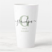 Grandpa Elegant Script Monogram Silver Green Latte Mok (Voorkant)