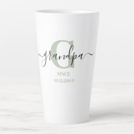 Grandpa Elegant Script Monogram Silver Green Latte Mok