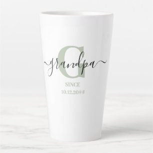 Grandpa Elegant Script Monogram Silver Green Latte Mok