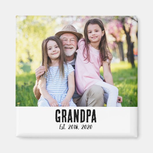Grandpa Established Photo Gift Magnet (Voorkant)
