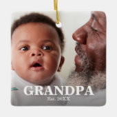 GRANDPA Established Year Photo Ceramic Ornament (Voorkant)