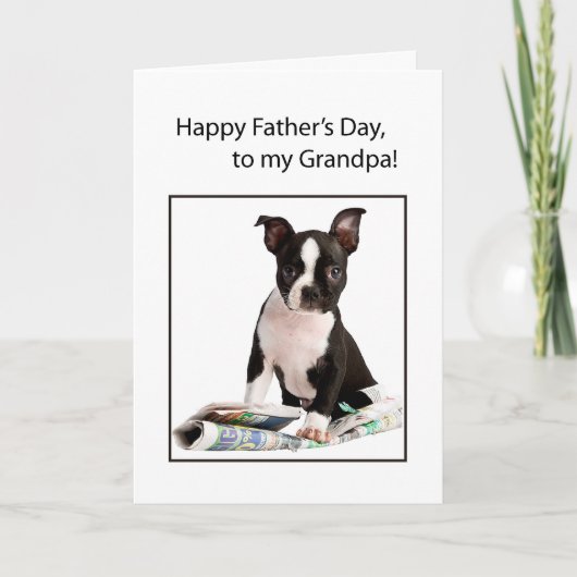 Grandpa Father's Day Funny Dog Newspaper Kaart (Voorkant)