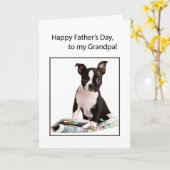 Grandpa Father's Day Funny Dog Newspaper Kaart (Gele Bloem)