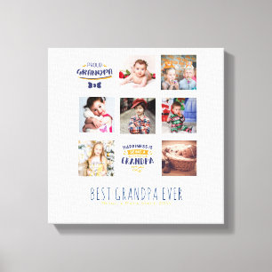 GRANDPA FOTO COLLAGE GIFT Proud Papa Poppen Gramps Canvas Afdruk