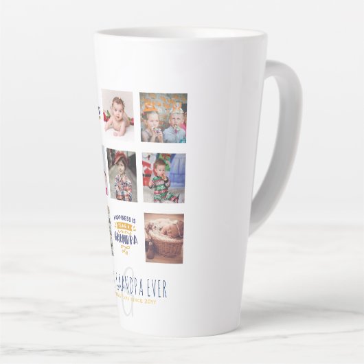 GRANDPA FOTO COLLAGE GIFT Proud Papa Poppen Gramps Latte Mok (Rechterhoek)
