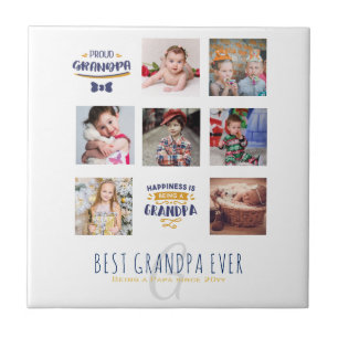 GRANDPA FOTO COLLAGE GIFT Proud Papa Poppen Gramps Tegeltje