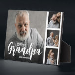 Grandpa Gepersonaliseerd Foto Collage Plaque Fotoplaat<br><div class="desc">Deze moderne fotocollage plaque is het perfecte geschenk voor je grootvader of grootmoeder, met vier van je favoriete foto's, de tekst GRANDPA in een leuk script lettertype, en personaliseer je dan met je namen. Fantastisch als kerstmis, verjaardag of cadeautje voor een andere speciale gelegenheid, kunnen de doopvontstijl, grootte en kleur...</div>