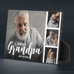 Grandpa Gepersonaliseerd Foto Collage Plaque Fotoplaat<br><div class="desc">Deze moderne fotocollage plaque is het perfecte geschenk voor je grootvader of grootmoeder, met vier van je favoriete foto's, de tekst GRANDPA in een leuk script lettertype, en personaliseer je dan met je namen. Fantastisch als kerstmis, verjaardag of cadeautje voor een andere speciale gelegenheid, kunnen de doopvontstijl, grootte en kleur...</div>