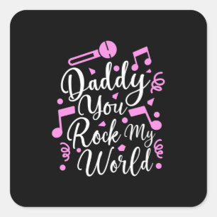 Grandpa Gift Papa You Rock My World Vierkante Sticker