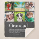 Grandpa Grandad Papa Definition 6 Photo Gray Sherpa Deken<br><div class="desc">Personaliseert the text and 6 foto's to create a single keepsake for your special grandpa,  grandad,  pappa or pops to create a single gift. A perfect way to show him how amazing he is every day. Designed by Thisisnotme©</div>