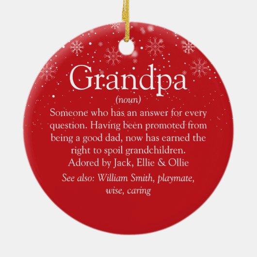Grandpa Grandad Papa Definition kerstfoto Keramisch Ornament (Achterkant)