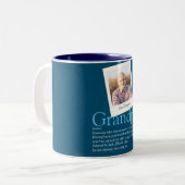 Grandpa Grandad Papa Definition Photo Blue Tweekleurige Koffiemok (Voorkant links)