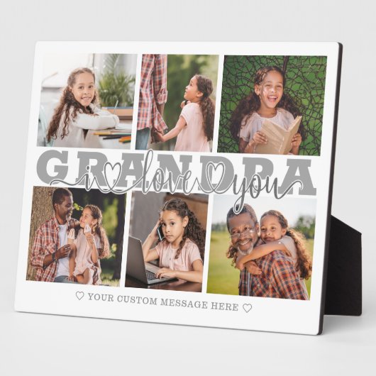 GRANDPA I Love You 6 Photo Collage Gray 8x10 Fotoplaat (Zijkant)