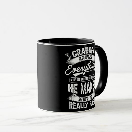 Grandpa Knows Everything Funny Gift For Father's Mok (Voorkant rechts)