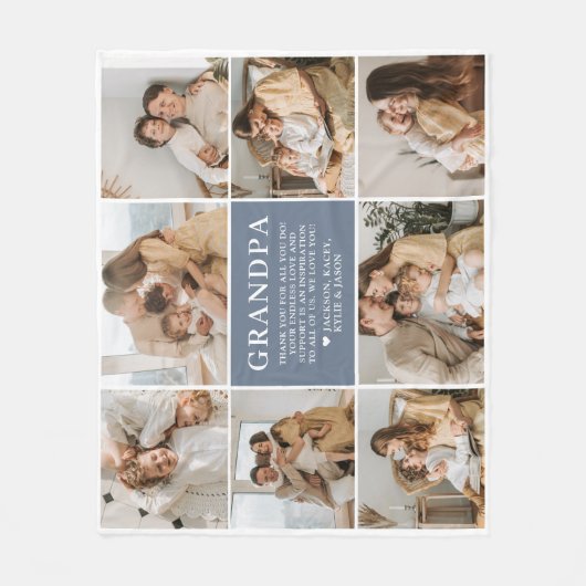Grandpa Letter Custom Personalized Fleece Blanket (Voorkant)