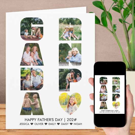 GRANDPA Letter Cutout Photo Collage Birthday Kaart
