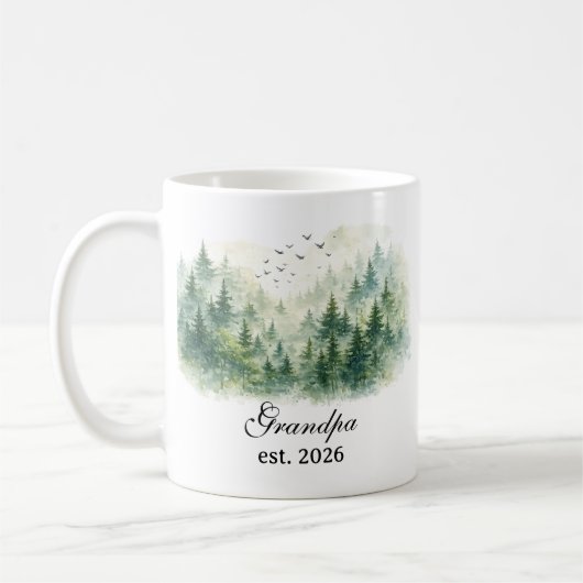 Grandpa Misty Forest Watercolor Koffiemok (Links)