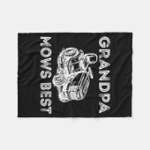 Grandpa Mows Funny Lawn Mower Father's Day Papa Fleece Deken (Voorkant (Horizontaal))