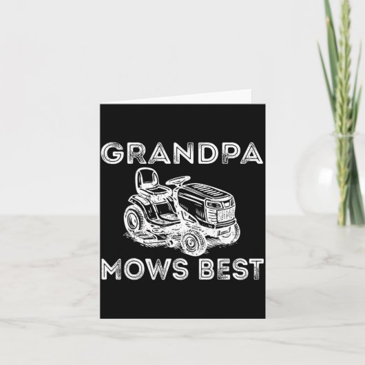 Grandpa Mows Funny Lawn Mower Father's Day Papa Kaart (Voorkant)