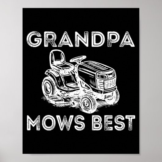 Grandpa Mows Funny Lawn Mower Father's Day Papa  Poster (Voorkant)
