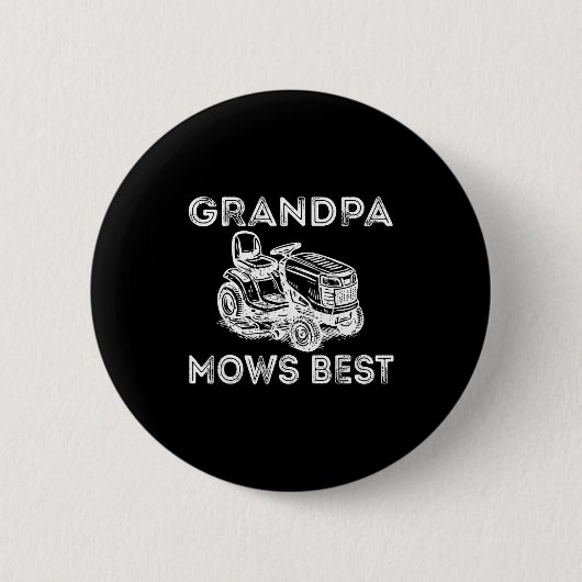 Grandpa Mows Funny Lawn Mower Father's Day Papa  Ronde Button 5,7 Cm (Voorkant)