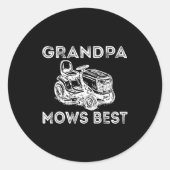 Grandpa Mows Funny Lawn Mower Father's Day Papa  Ronde Sticker (Voorkant)
